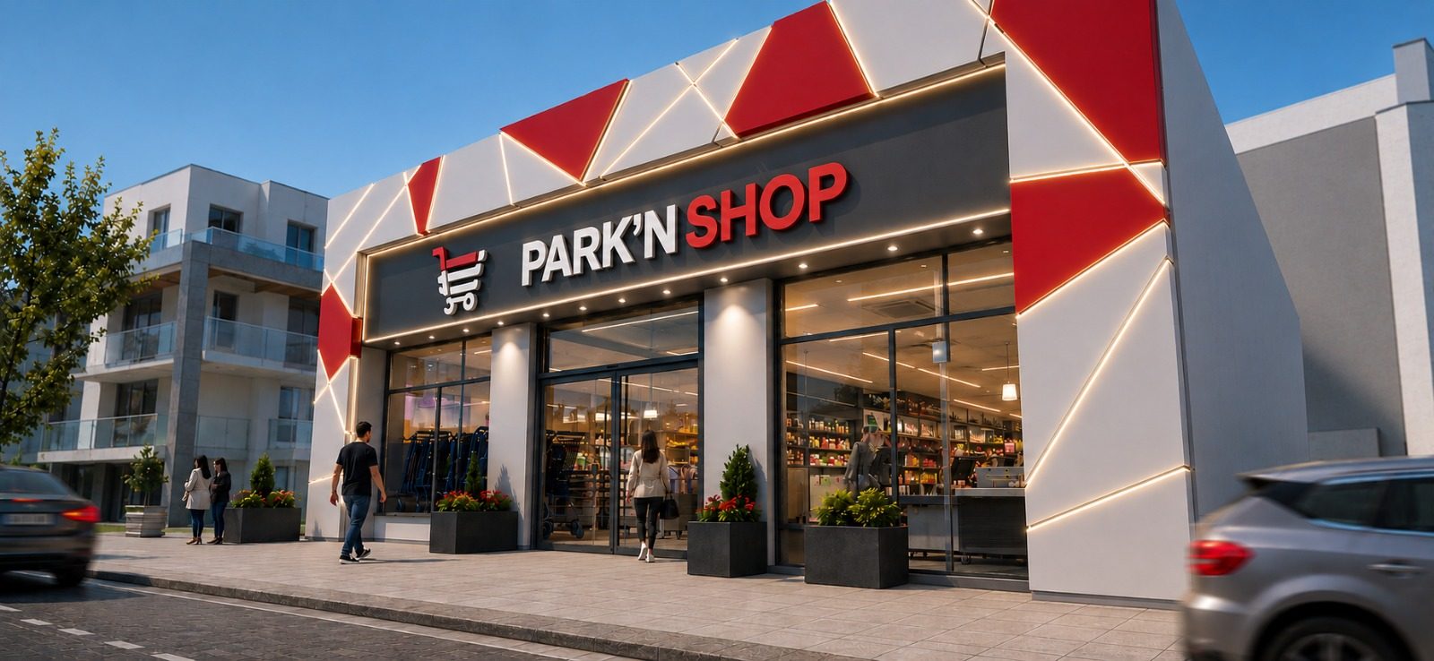 Exemple de conception commerciale — façade et agencement de local
