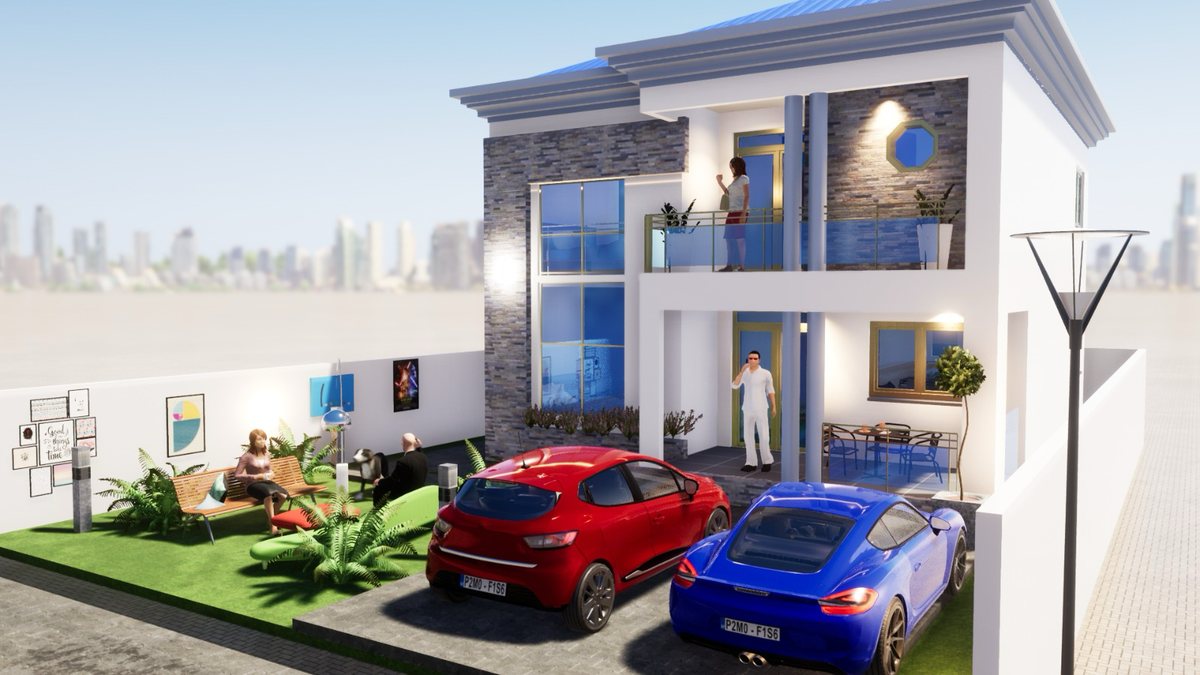 Exemple de rendu 3D de villa — vue de jour